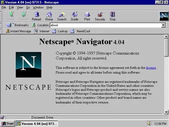 Pantalla de Netscape Navigator