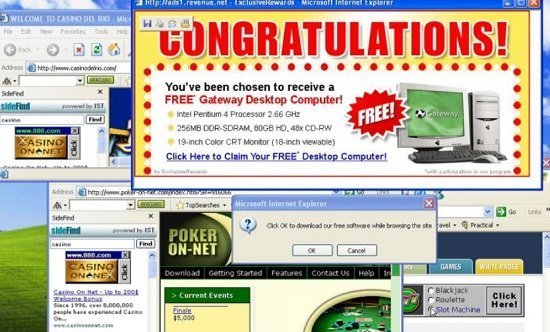 Publicidad falsa de detección de virus en la computadora