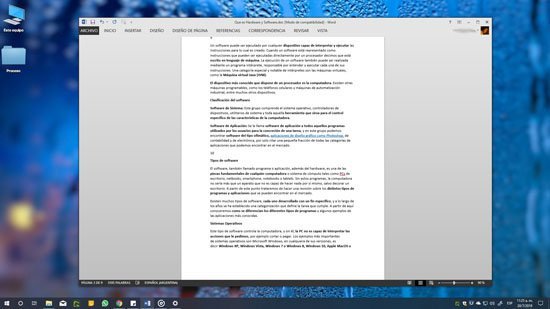 Pantalla del editor de texto Word