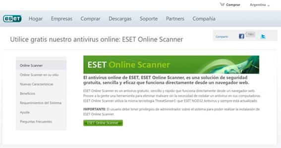 ESET Online Scanner antivirus online