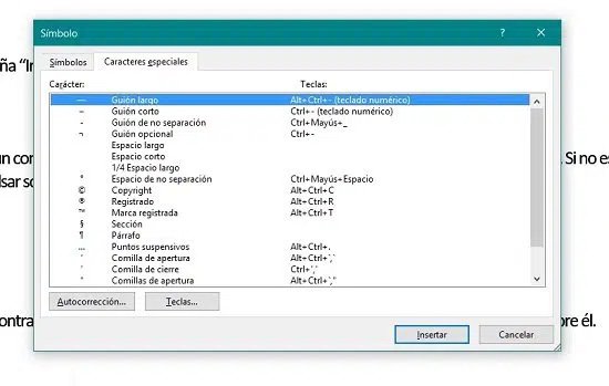 Insertar caracteres especiales en Word 2013