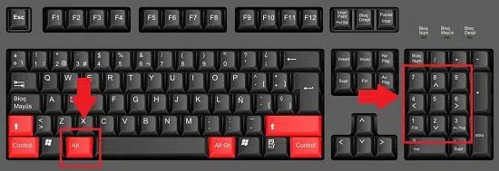 Combinación de tecla Alt con números