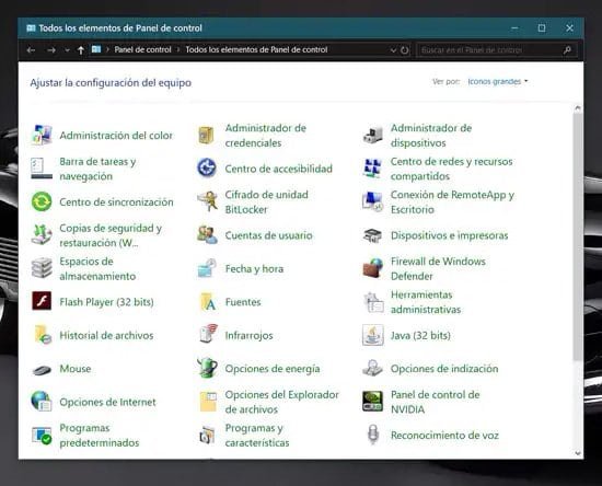 Acceder al panel de control de Windows