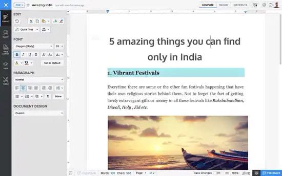 Editar archivo Docx con Zoho Writer