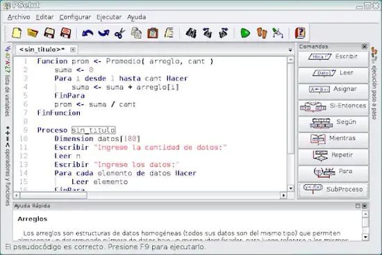 PSeint programa para escribir pseudocódigo