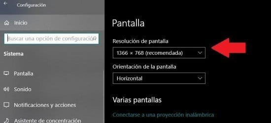 Configurar resolución de pantalla
