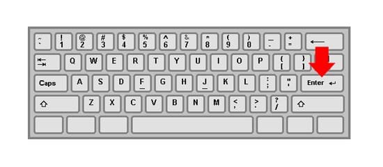 Ubicación de la tecla Enter en el teclado