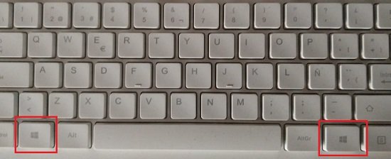 Ubicación de la tecla Windows del teclado