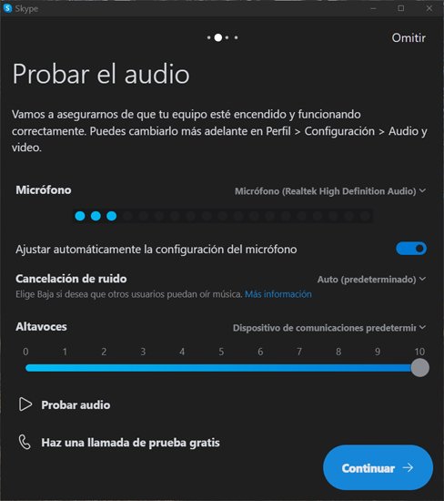 Probar audio en Skype